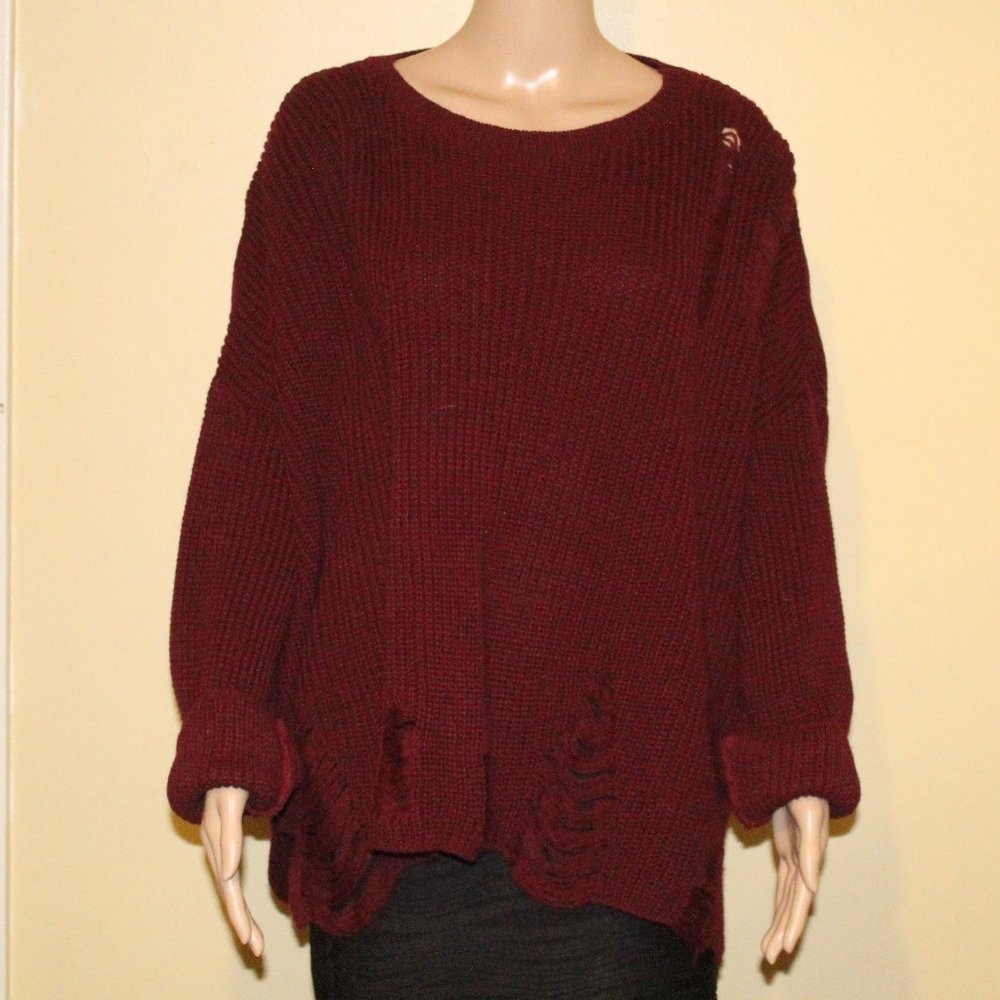 Boohoo Plus Distressed Oversized Sweater Size 16